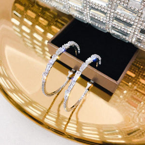 Women Jewelry 925 silver Euro American zircon Hoop Earring diamond earrings