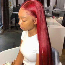 Load image into Gallery viewer, Red Lace Front Human Hair Wigs Red Human Hair Wig 99J Lace Frontal Wig Pre Plucked Human Hair Colored Wig
