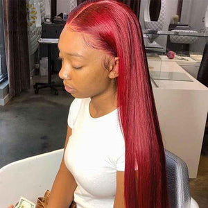 Red Lace Front Human Hair Wigs Red Human Hair Wig 99J Lace Frontal Wig Pre Plucked Human Hair Colored Wig