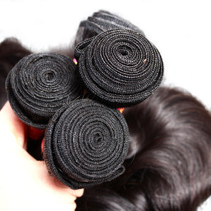 3pcs Mink Hair Brazilian Human Hair Weave 8A Natural Black Color Loose Deep Wave Hair Extensions