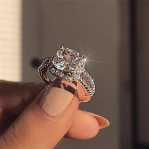 Sparkling Promise Ring 925 sterling Silver Cushion cut 3ct Diamond Wedding Band Rings For Women Jewelry Gift