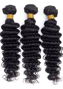 Malaysian Human Hair Three Bundles Deep Wave 3PCS Hair Extensions Natural Color 95-105g/piece Deep Curly