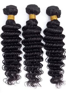 Malaysian Human Hair Three Bundles Deep Wave 3PCS Hair Extensions Natural Color 95-105g/piece Deep Curly