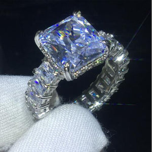 Luxury Ring Sets 925 sterling silver Princess cut Diamond Engagement Wedding band rings Jewelry