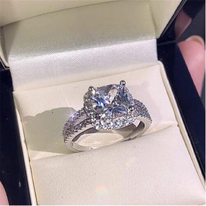 Sparkling Promise Ring 925 sterling Silver Cushion cut 3ct Diamond Wedding Band Rings For Women Jewelry Gift