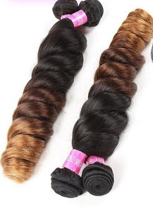 Indian Ombre Human Hair 1B/4/30 Loose Wave 3 Bundles With 4X4 Lace Closure With Baby Hair 4pieces/lot Loose Wave