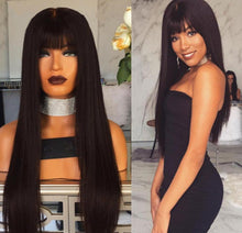 Load image into Gallery viewer, Mongolian Virgin Human Hair Lace Front Wig with Bands Silky Straight Glueless Wig
