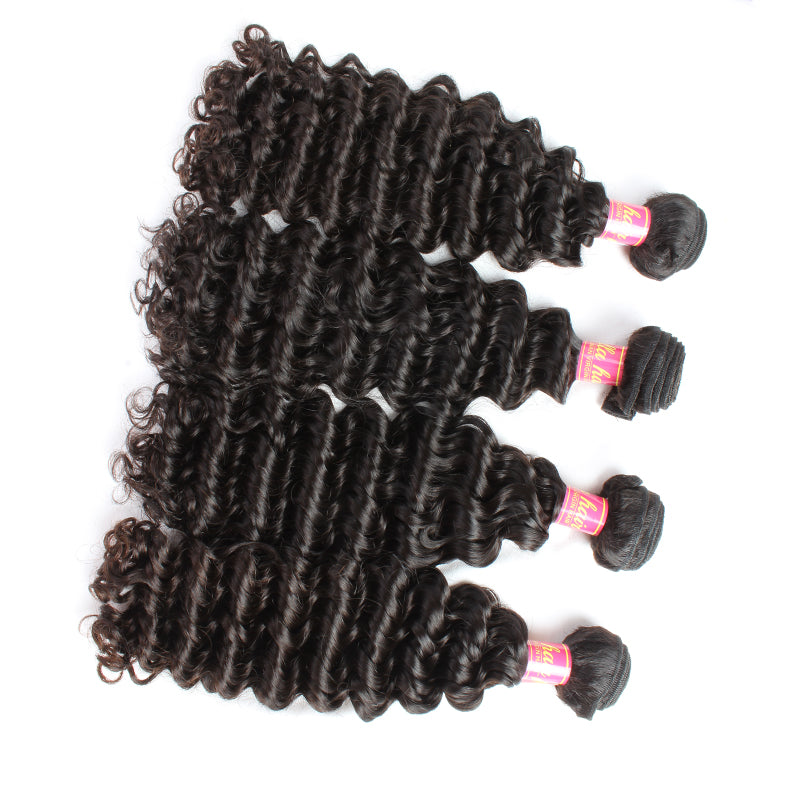 8-30 Brazilian Virgin Hair Bundles Deep Wave Hair Weaves Double Weft Unprocessed Natural Color Hair Extensions