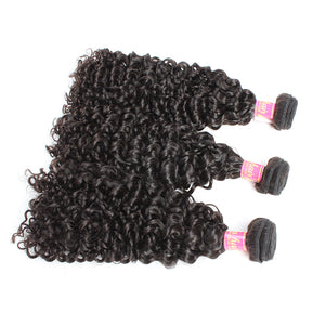 3pcs Curly Wave Weaves 100% Malaysian Hair Unprocessed Virgin Natural Color Human Wefts