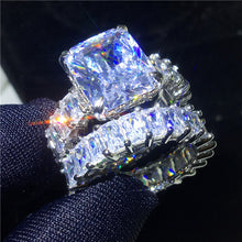 Load image into Gallery viewer, Luxury Ring Sets 925 sterling silver Princess cut Diamond Engagement Wedding band rings Jewelry
