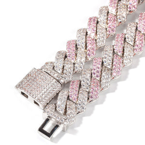 Cubic Zirconia Iced Out Two Tone Miami Cuban Link Chain Bracelets Bling Jewelry