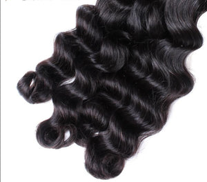 3pcs Mink Hair Brazilian Human Hair Weave 8A Natural Black Color Loose Deep Wave Hair Extensions