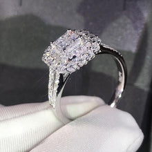 Load image into Gallery viewer, Sparkling Luxury Jewelry 925 Sterling Silver Princess Cut White Topaz CZ Diamond Eternity Women Wedding Bridal Rings
