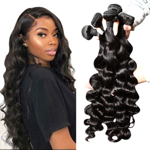 3pcs Mink Hair Brazilian Human Hair Weave 8A Natural Black Color Loose Deep Wave Hair Extensions