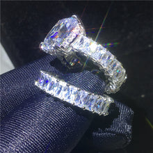 Load image into Gallery viewer, Luxury Ring Sets 925 sterling silver Princess cut Diamond Engagement Wedding band rings Jewelry
